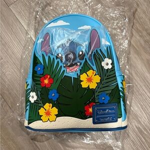 Loungefly Blue Stitch Tropical Floral Kids Mini Backpack